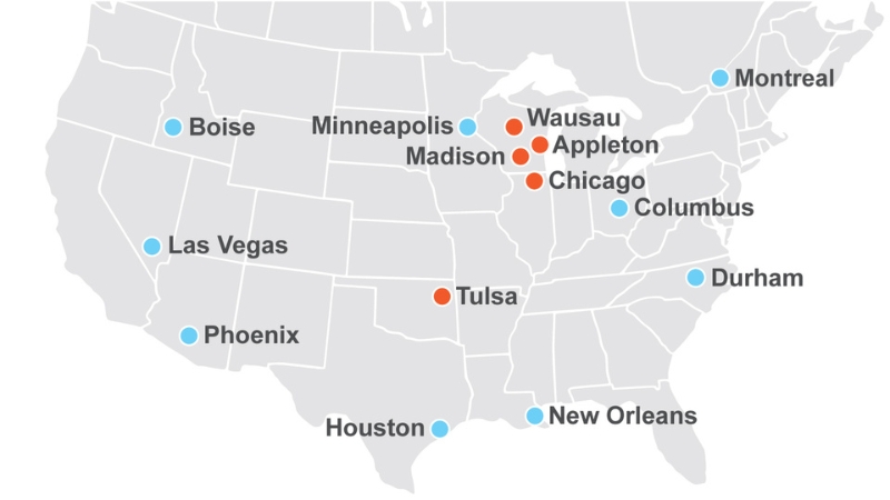 Map of Rocket Industrial Distribution Locations